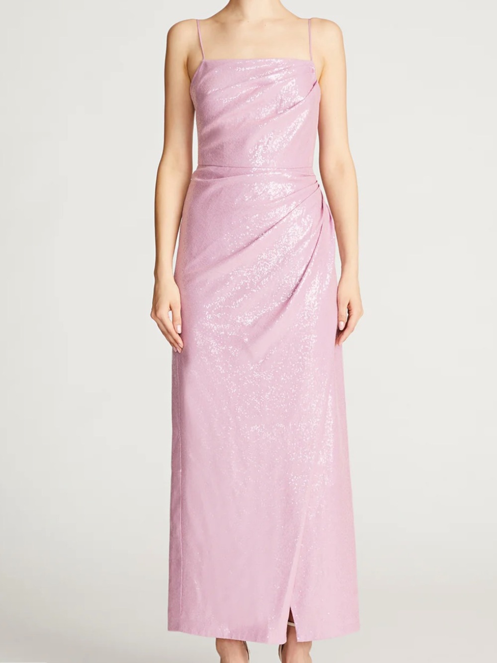 Halston Heritage Alania Wisteria Pink Sequin Maxi Gown Dress Size 4 NWT